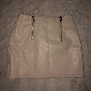 Tan leather skirt